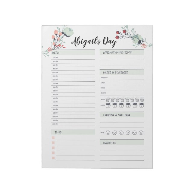 Bloc-note Planificateur quotidien pour heures Blocage de 6 h (Tourné)