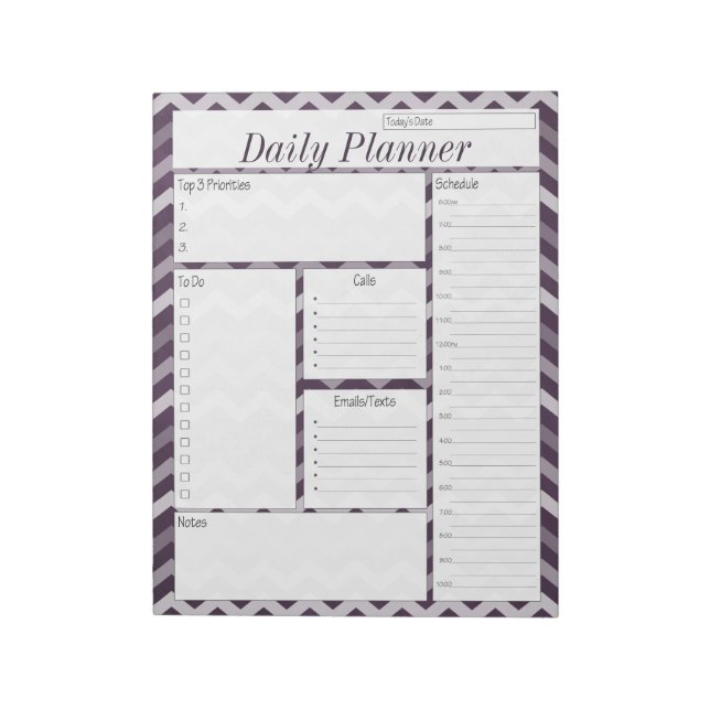 Bloc-note Planificateur quotidien Purple Chevron (Tourné)