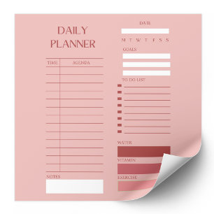 Bloc-note Planificateur quotidien rouge et rose à liste de t