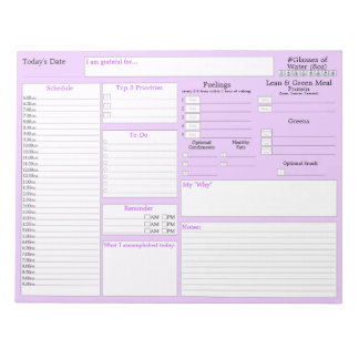Bloc-note Planificateur quotidien Violet | Journal alimentai
