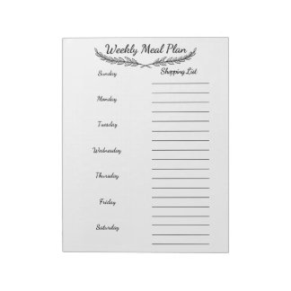 Bloc-note Planification des repas
