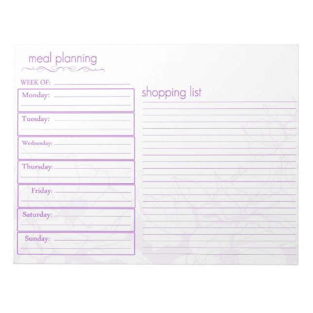 Bloc-note Planification des repas (Devant)