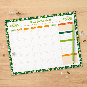 Bloc-note Planner Mensuel de Printemps Daisies & Vigne Début