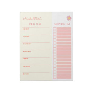 Bloc-note Planneur de repas et liste d'achat Jaune et Rose