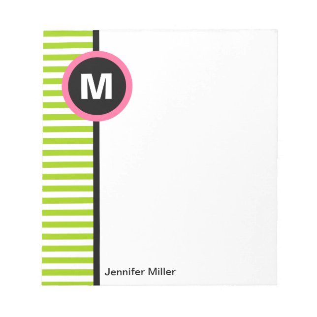 Bloc-note Plaque de note pour monogramme de bande moderne -  (Devant)