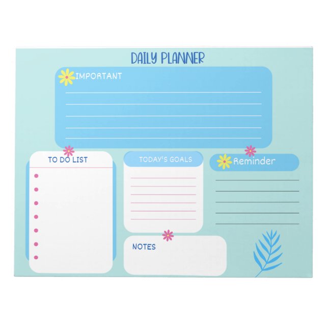 Bloc-note Plaques-notes florales bleues du planificateur quo (Devant)