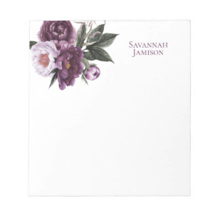 Bloc-note Plum pourpre Pink Peonies Verdure