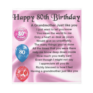 Bloc-note Poème de grand-mère - quatre-vingtième