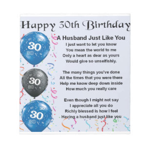 Bloc-note Poème de mari - 30ème anniversaire