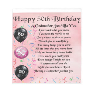 Bloc-note Poème de marraine - cinquantième conception