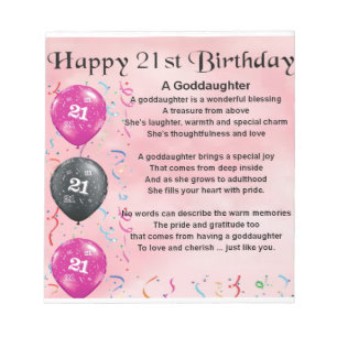 Bloc-note Poème Godgirl - 21ème anniversaire Design