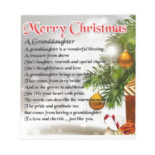 Bloc-note Poème Grandgirl - Design de Noël