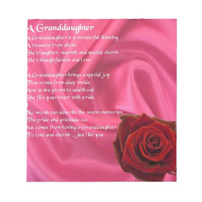 Bloc-note Poème Grandgirl - soie rose & rose (Devant)