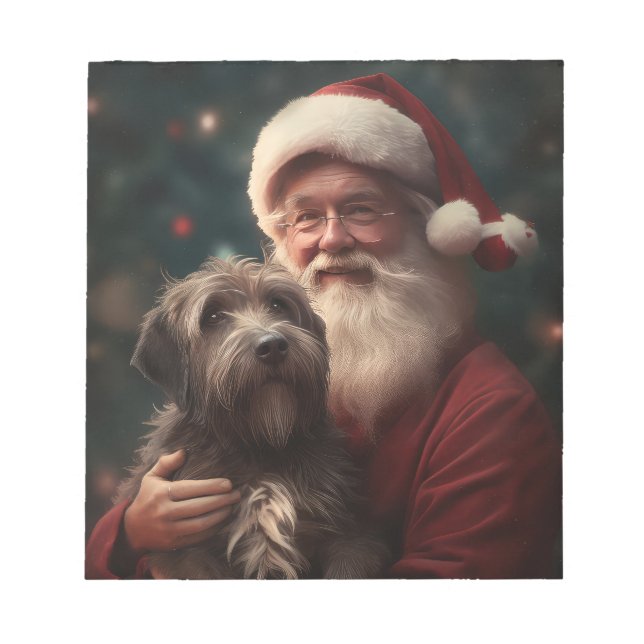 Bloc-note Pointeur à poils durs Griffon Noël du Père Noël (Devant)