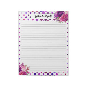 Bloc-note Pois floraux pourpres _ Lettre à moi