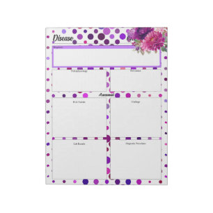 Bloc-note Pois floraux pourpres _ Température de la maladie 