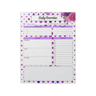 Bloc-note Pois floraux violets _ Aperçu quotidien