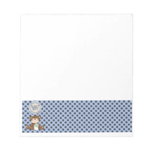 Bloc-note Pois noirs en bleu avec ours en peluche