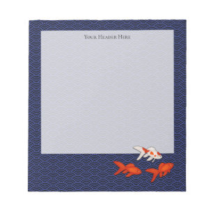 Bloc-note Poisson rouge sur Seigaiha Motif japonais personna