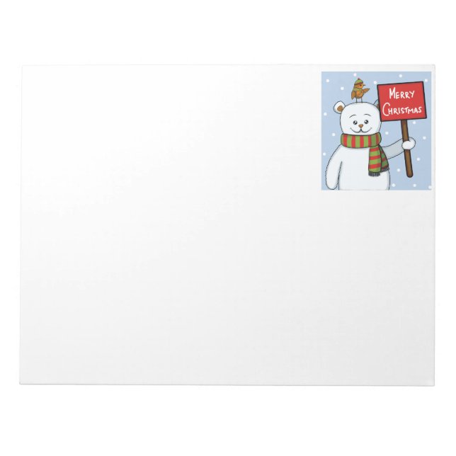 Bloc-note Polar Bear and Robin Christmas Greeting (Devant)