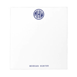 Bloc-note Police de monogramme cercle Navy blanc DIY BG