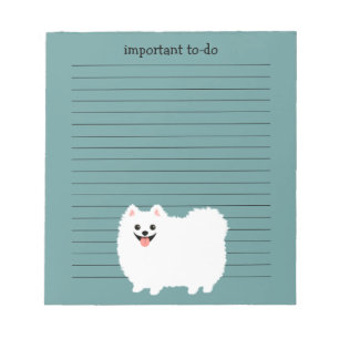 Bloc-note Pomeranian blanc mignon avec le texte fait sur
