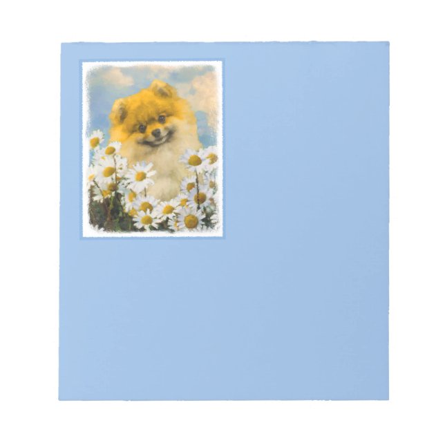 Bloc-note Poméranien dans Daisies Peinture - Art Chien origi (Devant)
