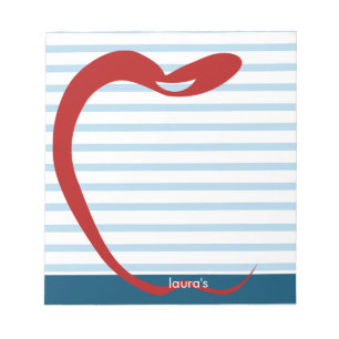 Bloc-note Pomme rouge enseignant lignes bleues personnalisée