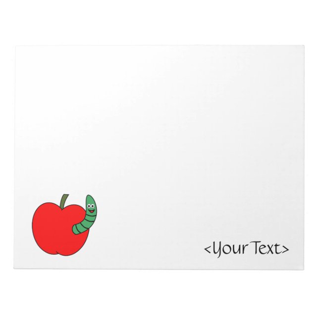 Bloc-note Pomme rouge ver vert (Devant)