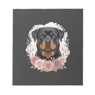 Bloc-note Portrait de Rottweiler floral sublimation