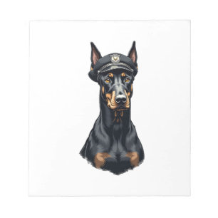 Bloc-note Portrait vintage de Doberman de police en noir et 