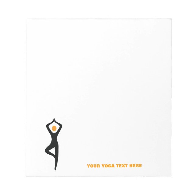 Bloc-note Pose de yoga noir, orange personnalisé (Devant)