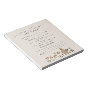 Bloc-note Prédictions Vœux Jeu Baby Shower Bohème Forestière