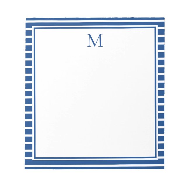 Bloc-note Préparation Navy bleu et blanc rayé monogramme (Devant)