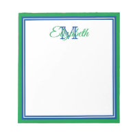 Préparé Vert Kelly Clair et Monogramme Bleu Foncé