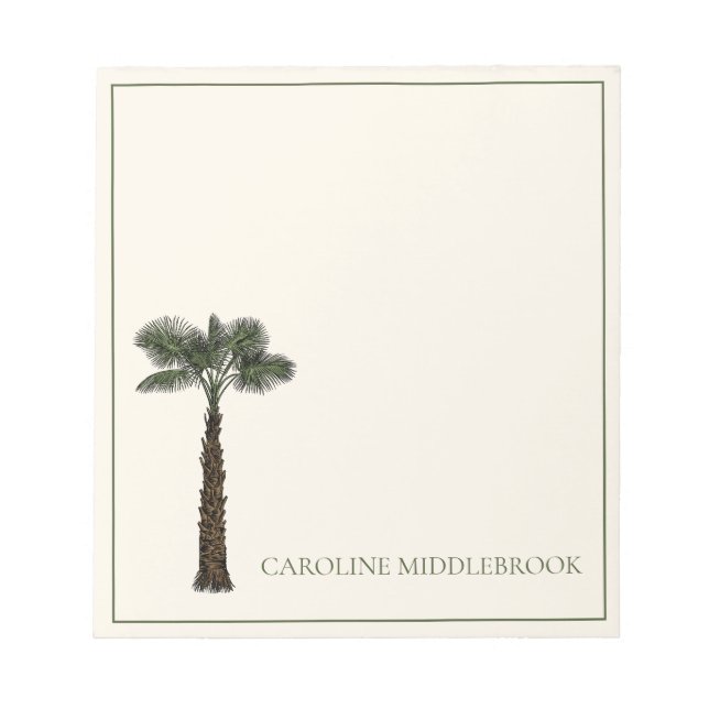 Bloc-note Preppy Coastal Palm Tree Personalized (Devant)