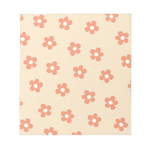 Bloc-note Preppy Peach White Hippie Flower Motif