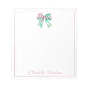 Bloc-note Preppy rose Floral Bow Personnalisé