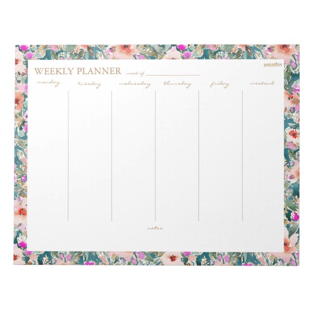 Bloc-note Pretty Lush Tropical Floral PLANNER HEBDOMADAIRE (Devant)