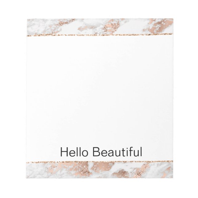 Bloc-note Pretty Rose Gold White Glitzy Marble (Devant)