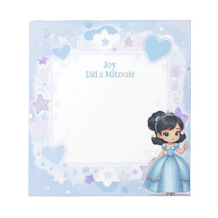 Bloc-note Princess Blue Black Cheveux Nom personnalisé Mitzv