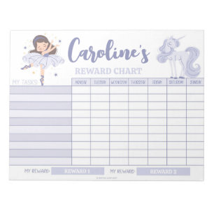 Bloc-note Princess Reward Chart Tâche de nom personnalisée
