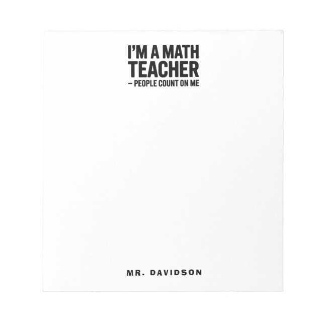 Bloc-note Prof de maths moderne Citation drôle (Devant)