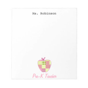 Bloc-note Professeur d'Apple Pre-K de plaid