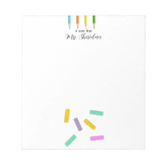 Bloc-note Professeur de maternelle Colorful Crayons et Nuddl