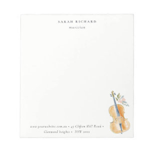 Bloc-note Professeur de musique Élégant aquarelle Guitariste
