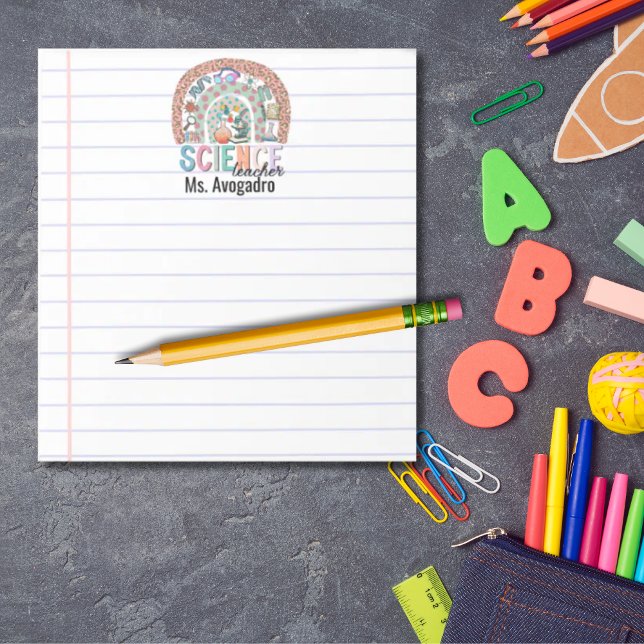 Bloc-note Professeur de sciences personnalisées Boho Rainbow (Science teacher rainbow personalized notepad)