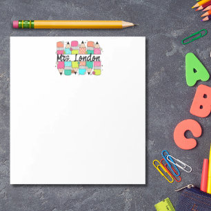 Bloc-note Professeur Retour à l'école Crayon arc-en-ciel per