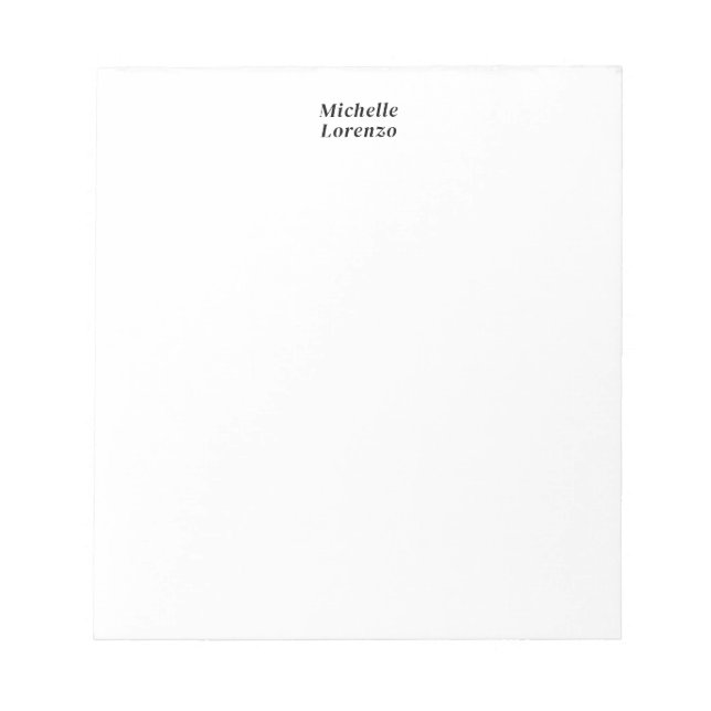 Bloc-note Professionnel Moderne Simple Nom simple Noir Blanc (Devant)