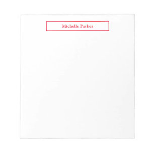 Bloc-note Professionnel Plain Minimaliste Moderne Rouge Blan